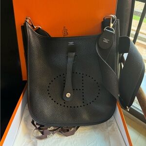 Hermes Evelyne III PM Black with Palladium Hardware (100% Authentic Hermès)